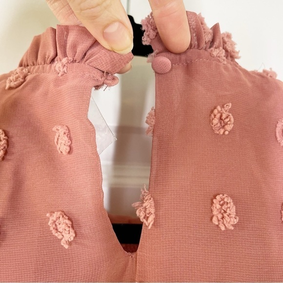New Boutique Andree by Unit Mauve Pom Pom High Neck Blouse - Picture 7 of 11